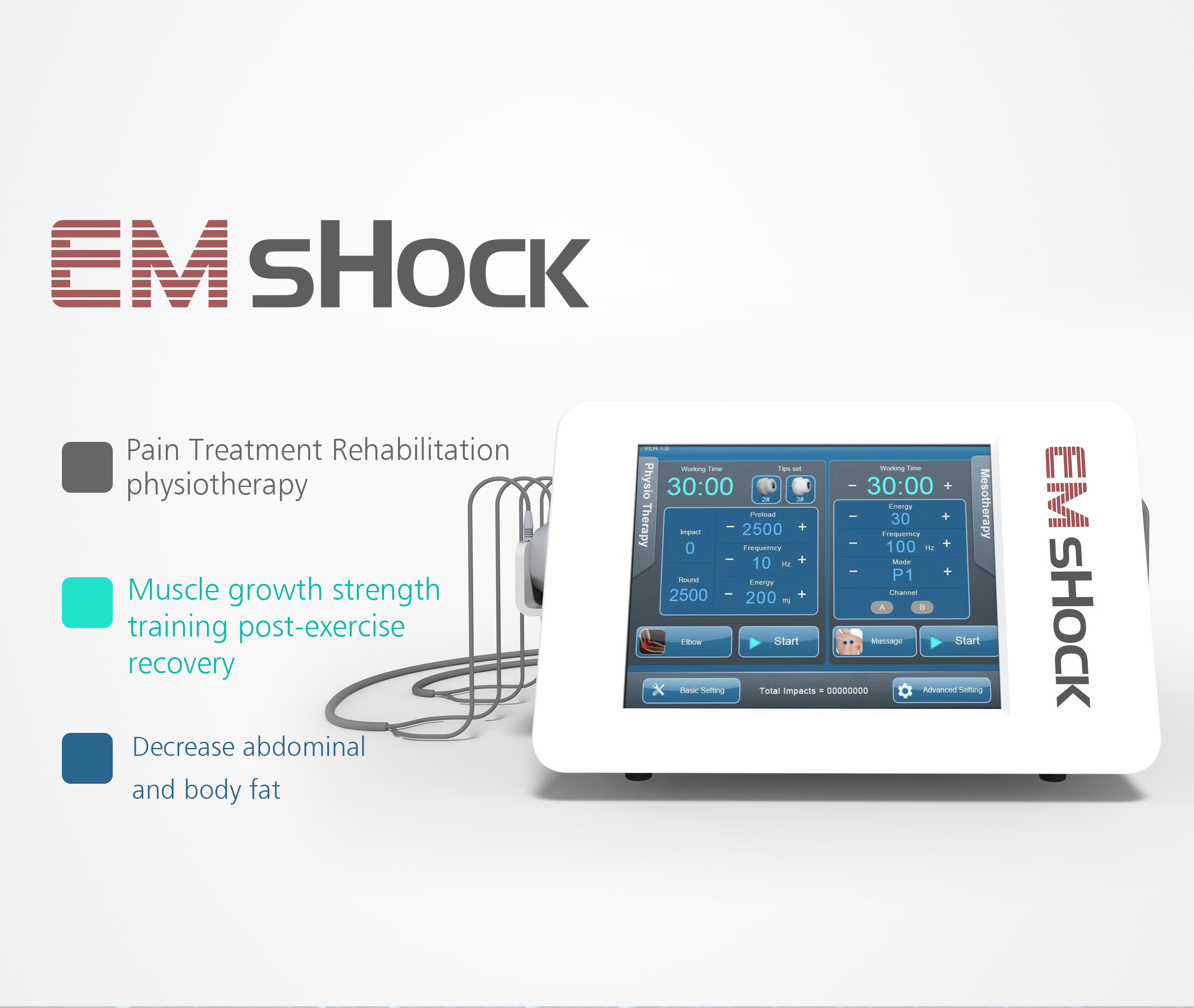آلة تفتيت الحصى بالصدمات EMS آلة العلاج لتخفيف آلام العضلات لجميع أجزاء الجسم